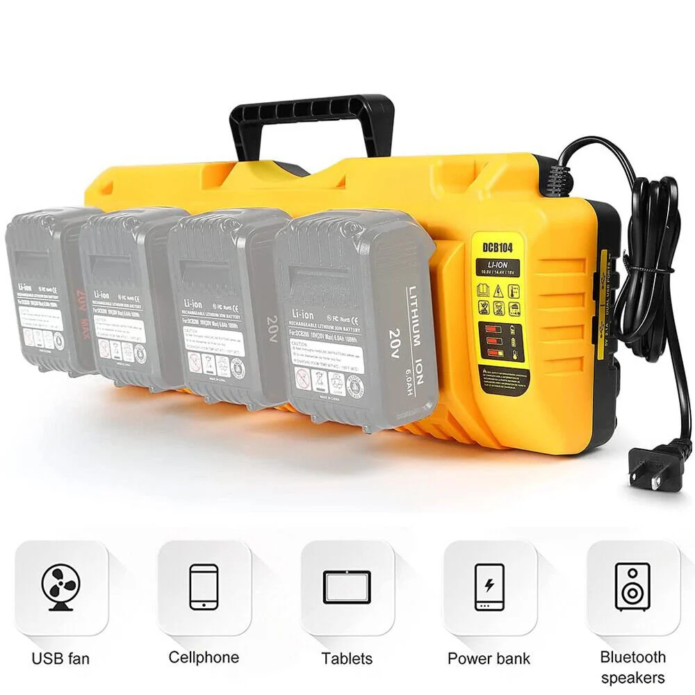 12v 18v 20v Multi-Port Fast Charger New for DEWALT Li-Ion Batteries DCB104 - Image 3
