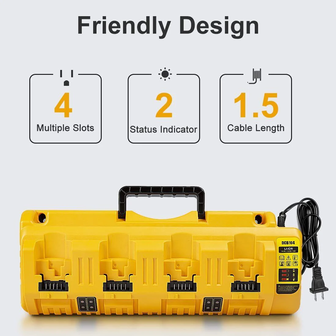 12v 18v 20v Multi-Port Fast Charger New for DEWALT Li-Ion Batteries DCB104 - Image 4