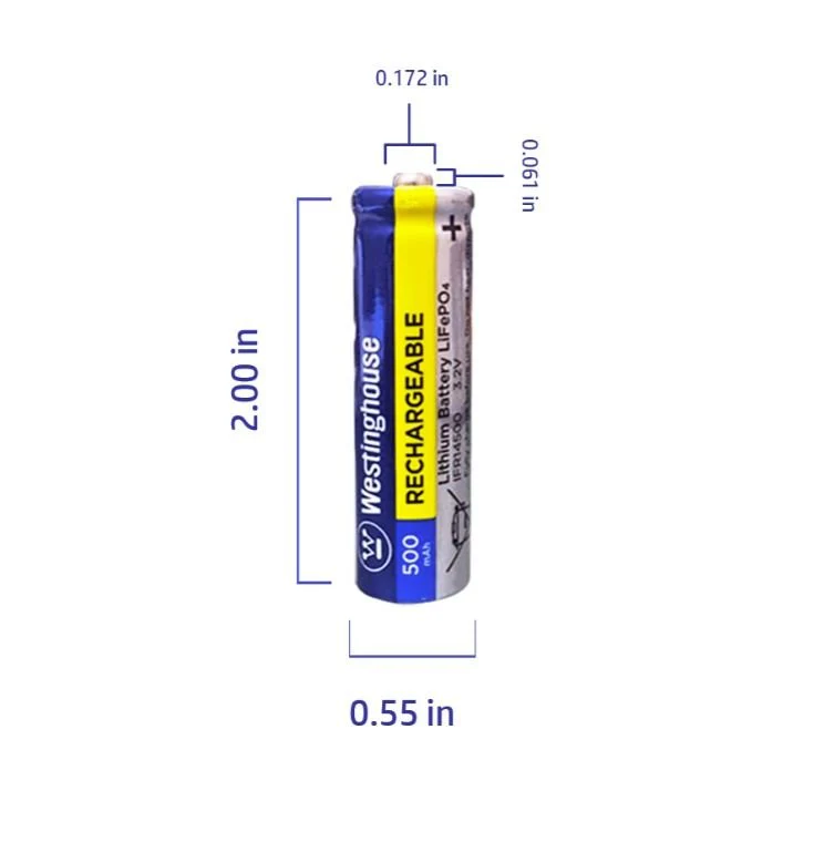 14500 Batteries 3.2v 500mah Solar Rechargeable 8pk - Image 3
