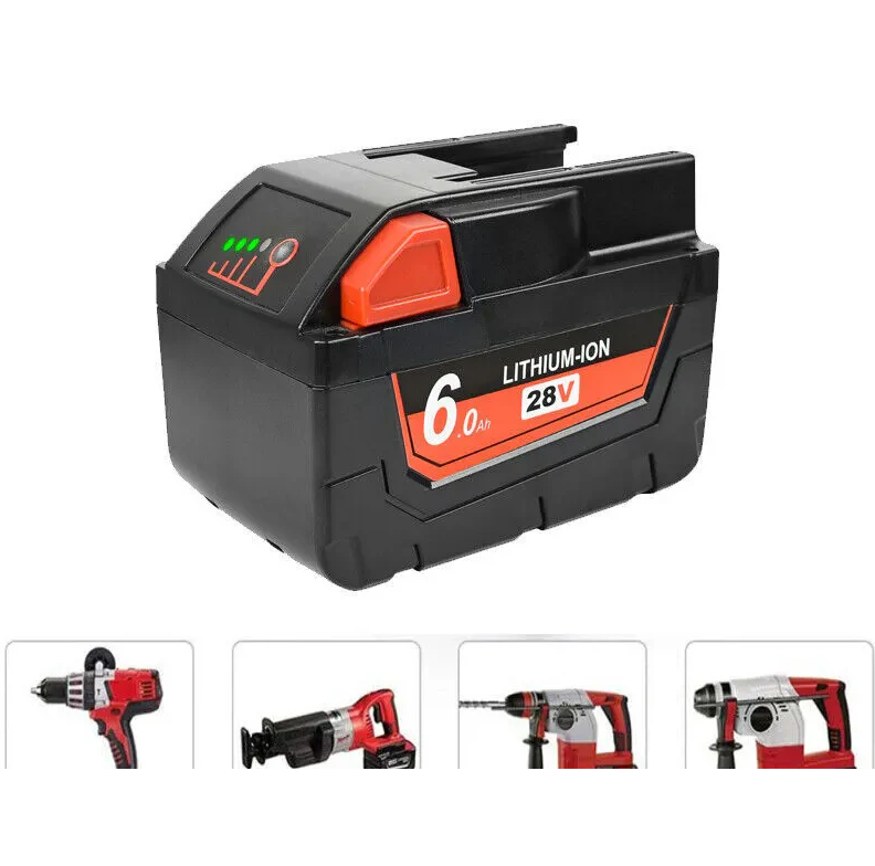 28V Milwaukee M28 Cordless Drill Battery Replacement 48-11-2830 48-11-2850 - Image 2
