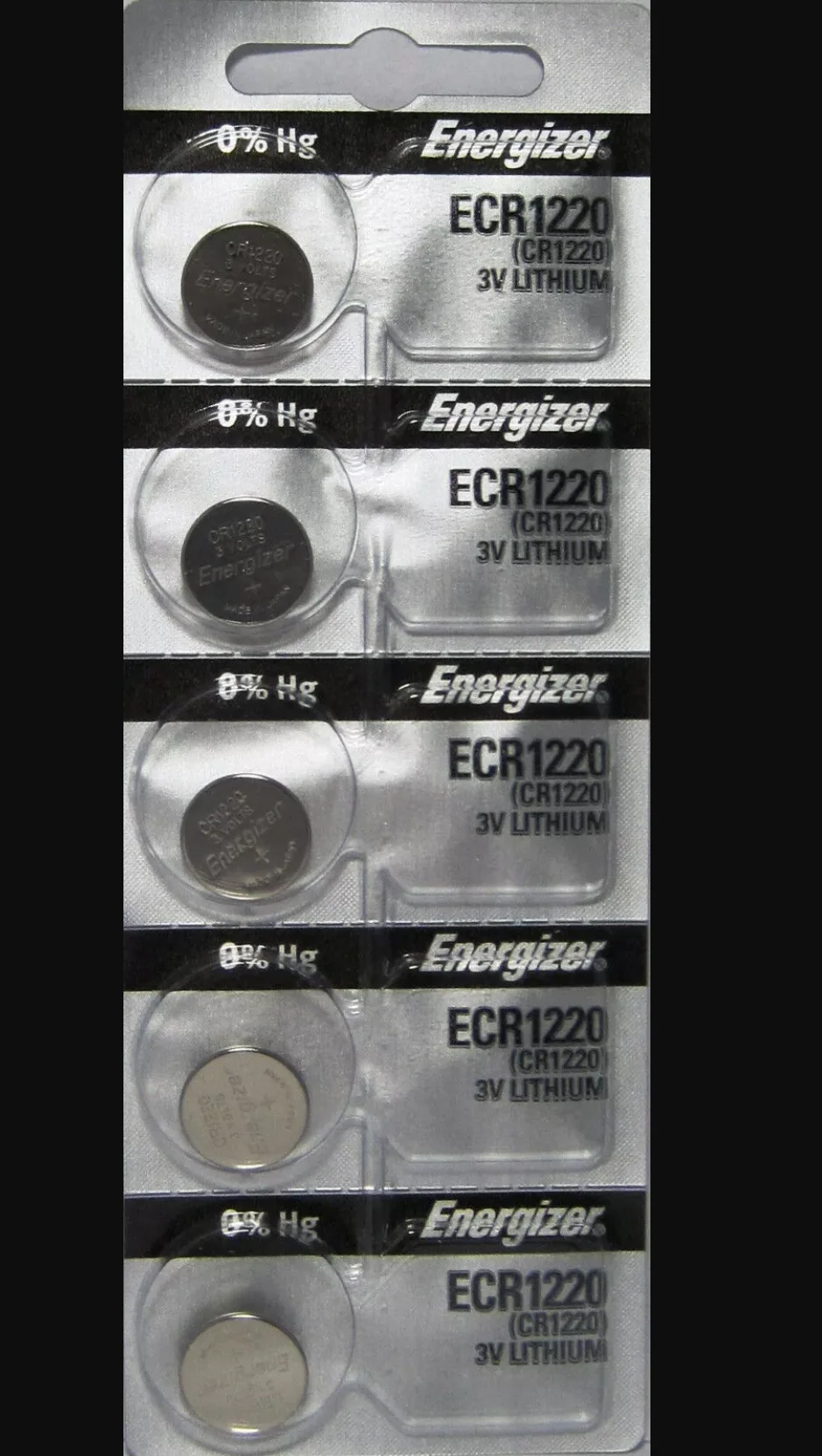 5 Pack Energizer CR1220 BATTERY 3V DL1220 BR1220 DL1220 ECR1220 SB-T13
