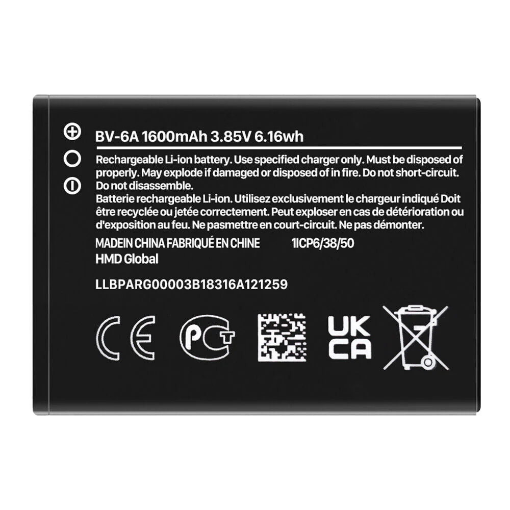 Nokia Bv-6A Battery 2720 V Flip Replacement TA-1295 1500mAh 3.8V - Image 2