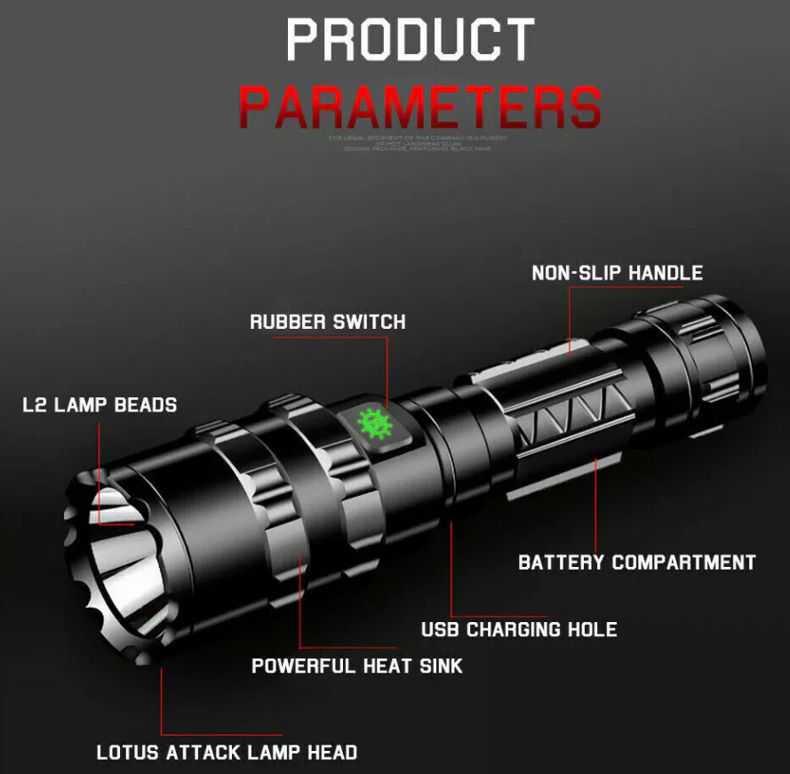 Commander Tactical Rechargeable Flashlights 2 Pack - Image 2