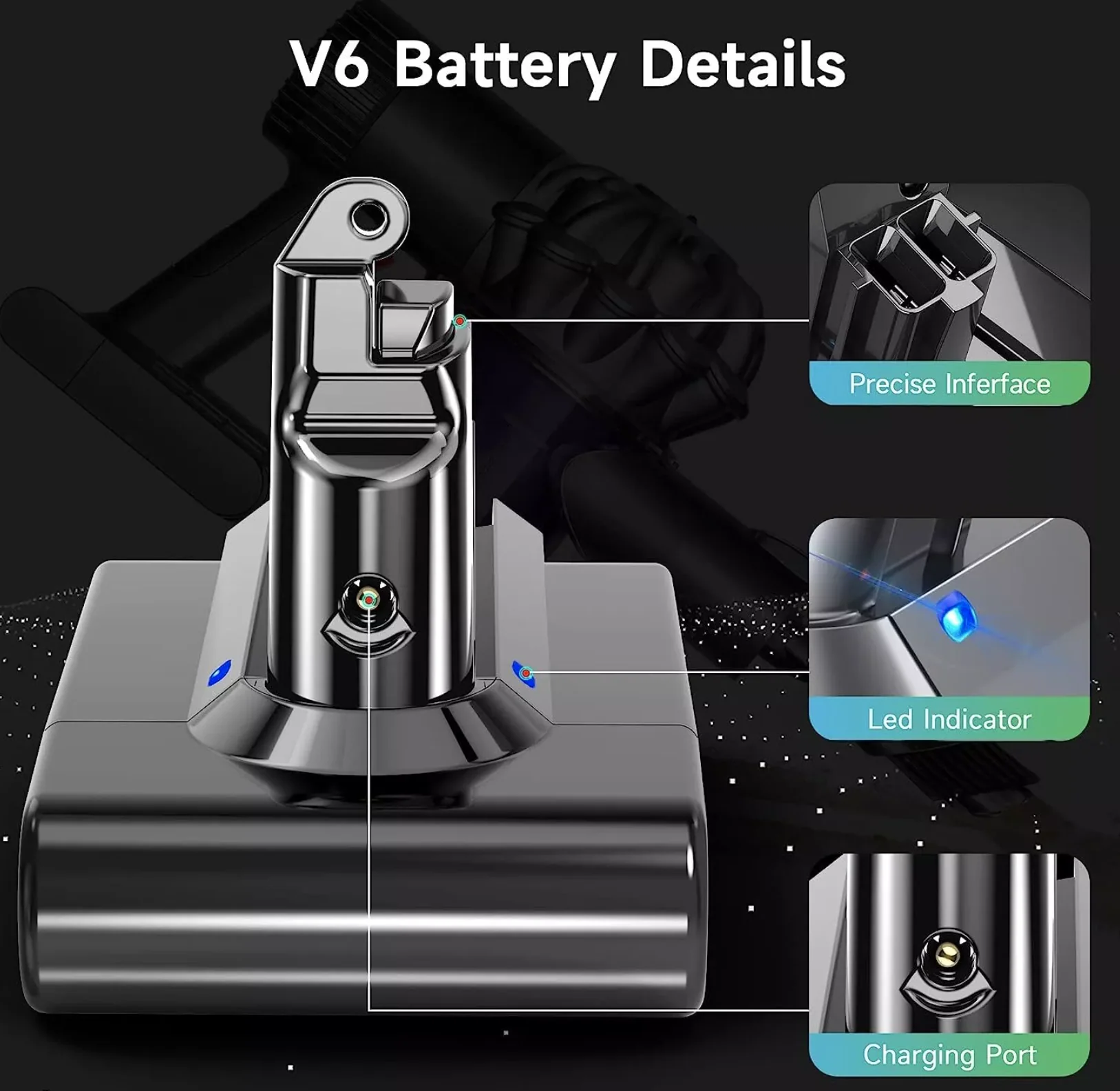 Dyson V6 Replacement Battery 21.6V Animal DC58 SV04 SV09 SV05 DC61 - Image 3