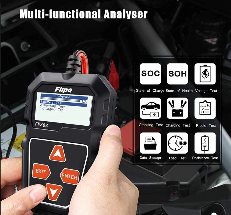Automotive Battery Tester Flipo FP208 Digital Battery Tester - Works on Cars, Trucks, Bikes, and more - Image 3