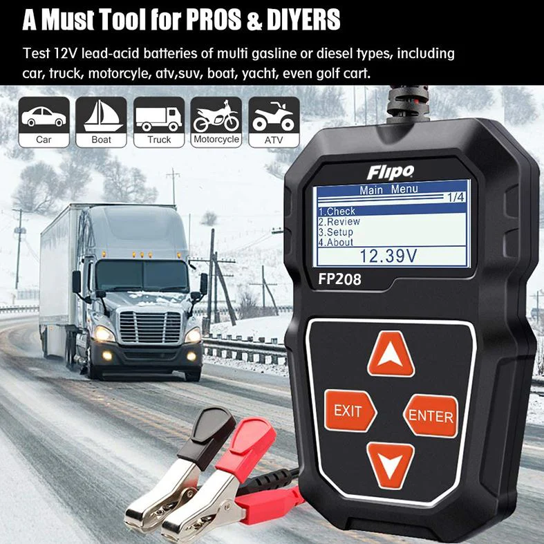 Automotive Battery Tester Flipo FP208 Digital Battery Tester - Works on Cars, Trucks, Bikes, and more - Image 4