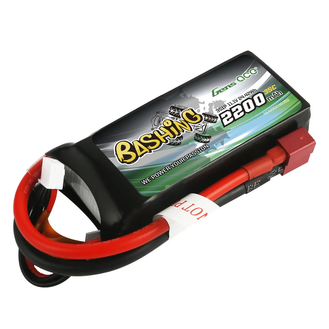 Gens Ace Bashing Battery 11.1V 35C 3S Lipo Battery Pack With Deans T Plug - Image 2