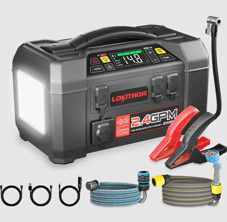 Lokithor AW401 2500A Jump Starter + Air Compressor + 200 PSI Water Pump