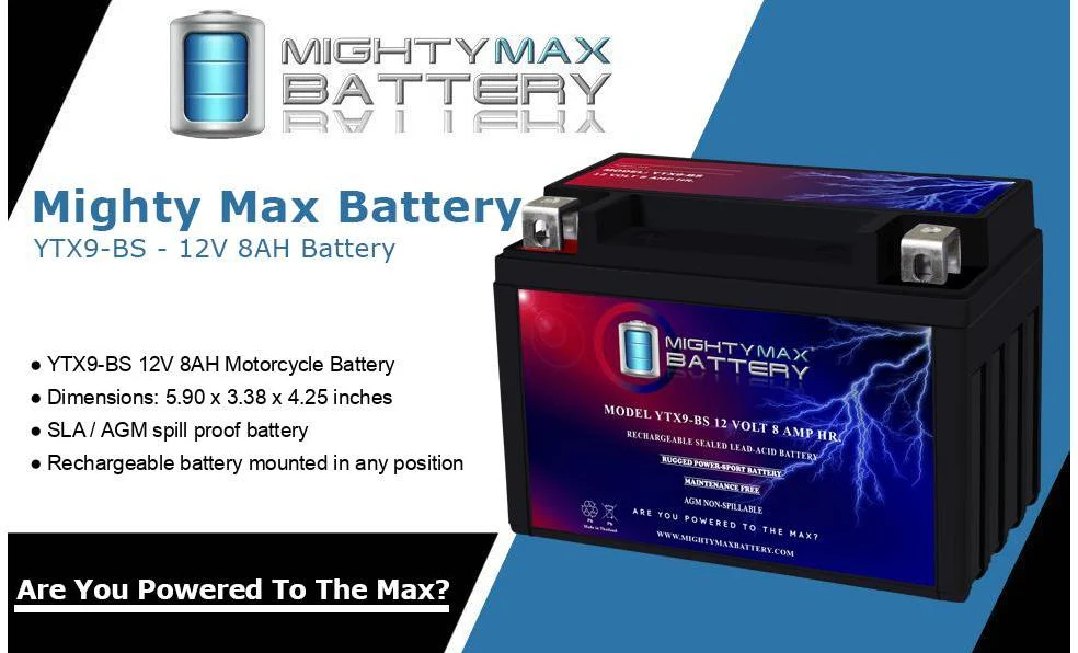 Mighty Max YTX9-BS Battery Replacement for PTX9BS Predator Generator (8750 watt) - Image 2