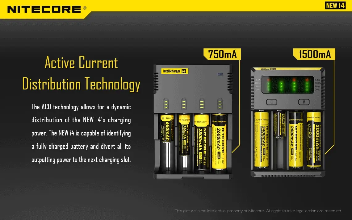 Nitecore I4 Charger Universal Battery Charger for 18650  18500  26650 AA, AAA Plus - Image 4