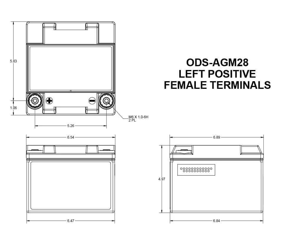 12v 28ah Battery Odyssey ODS-AGM28 PC925L (Positive Terminal Left) - Image 3