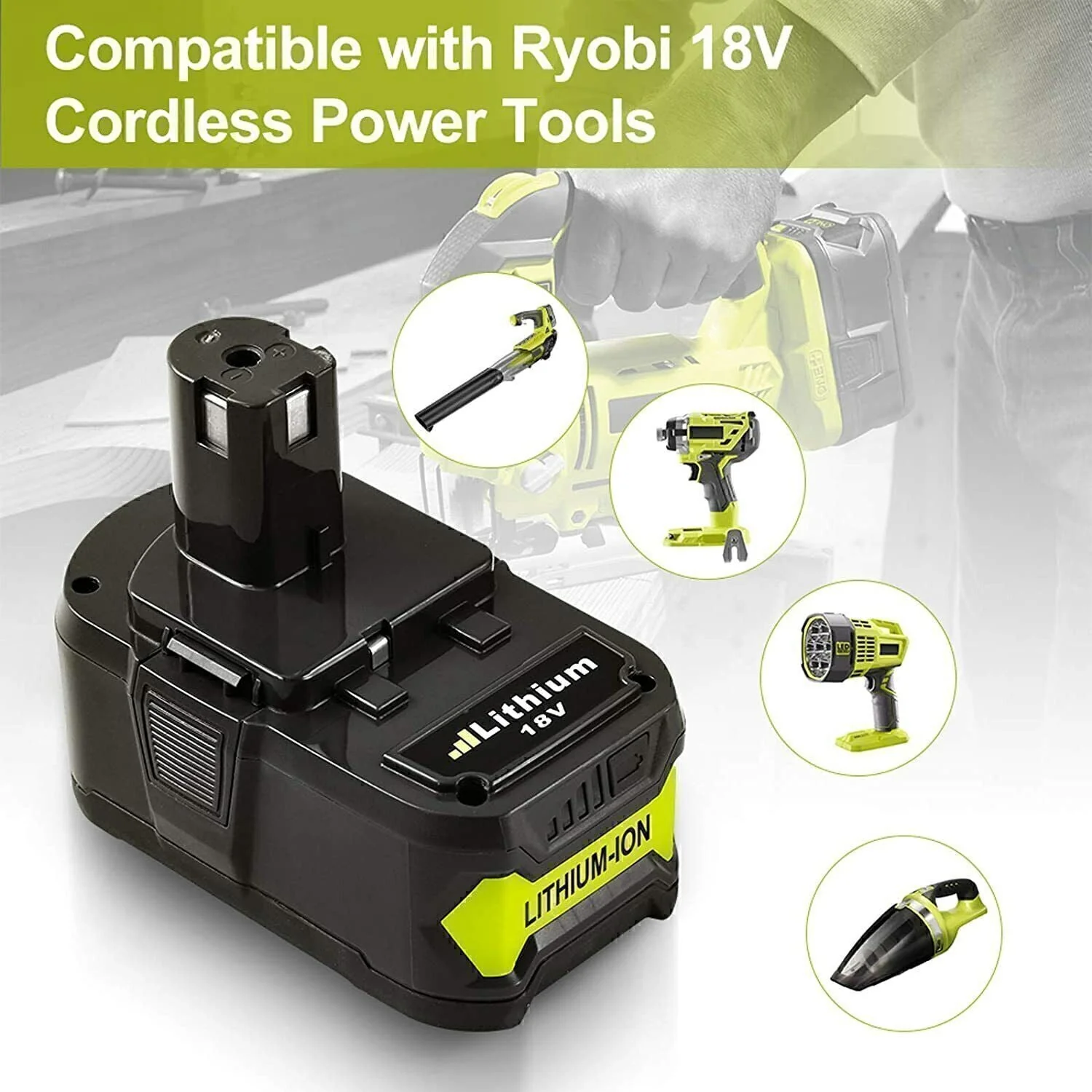 Ryobi Replacement Battery P108, P104, P107, P190 18v One + Plus Battery - Image 3