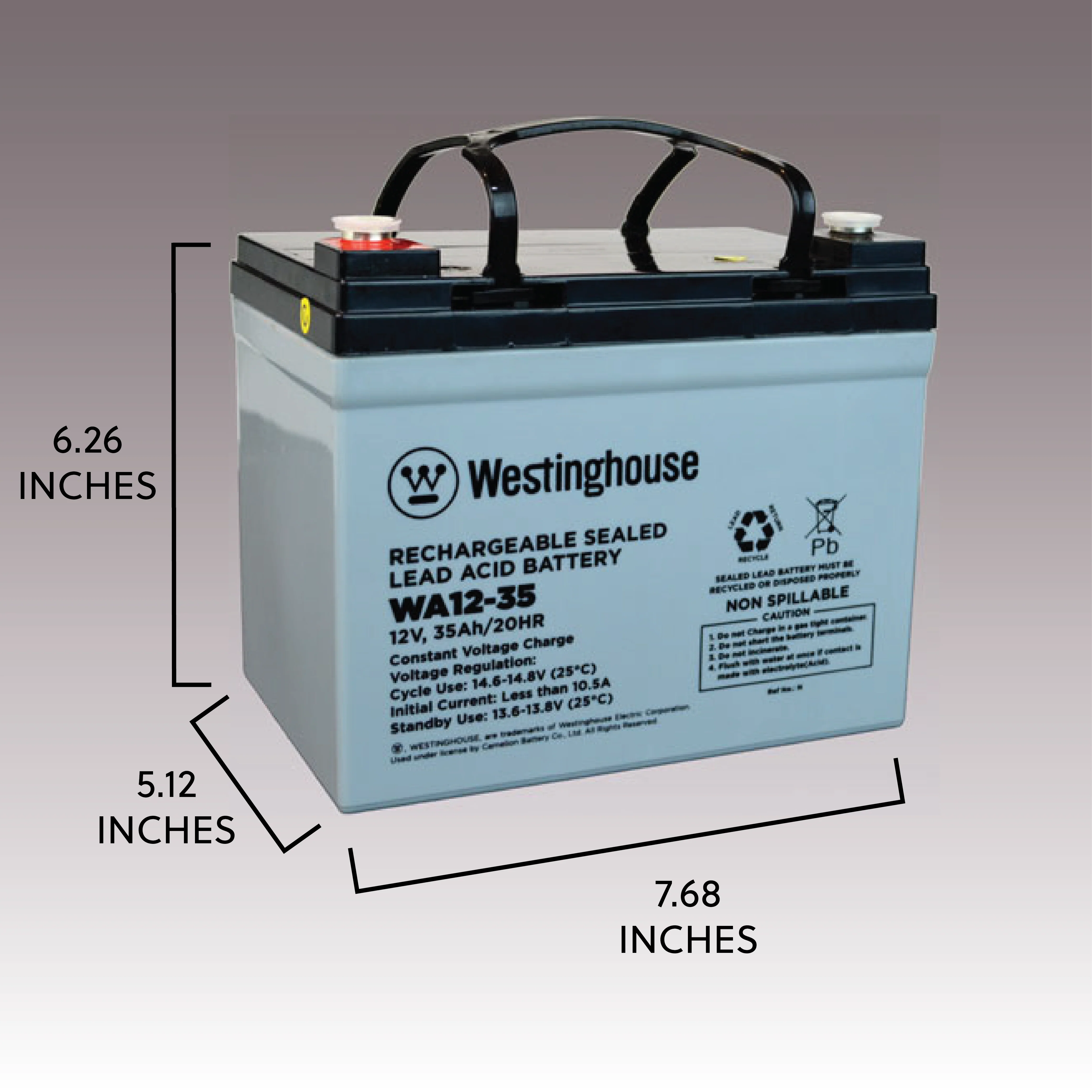 Westinghouse WA12-35N-F11 12V 35Ah F11 Terminal, Sealed Lead Acid Rechargeable Battery - Image 2